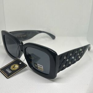 VG Women’s Quilted Pattern Rhinestone Sunglasses